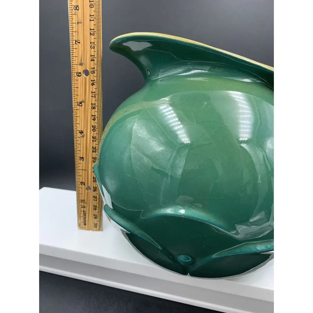 Roseville Pottery Mayfair Ball Pitcher Jug 1104-7 Forest Green Chartreuse MCM